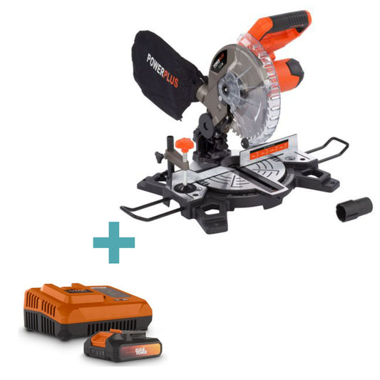 Dual Power - 20V Cordless Mitre Saw - 55mm Combo