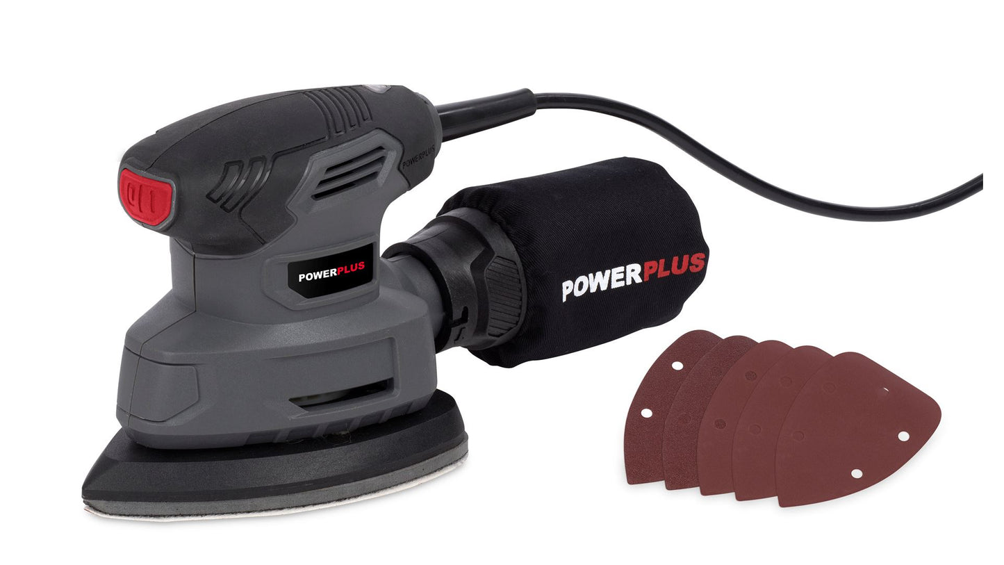 Power Plus - 140w Palm Sander + Dust Bag - Grey