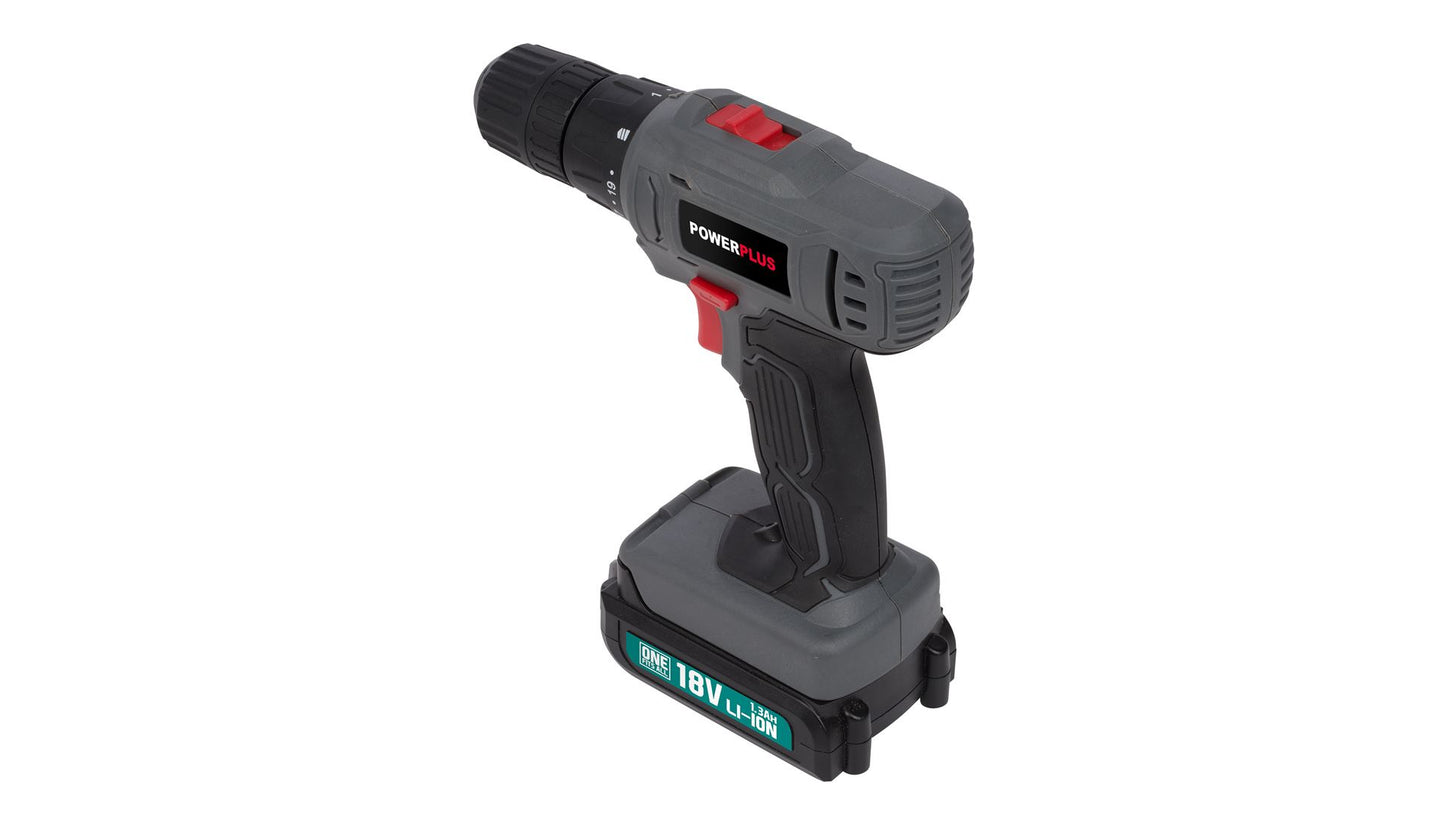 Power Plus - 18V Cordless Compact Screwdriver/Drill + Kit - Grey