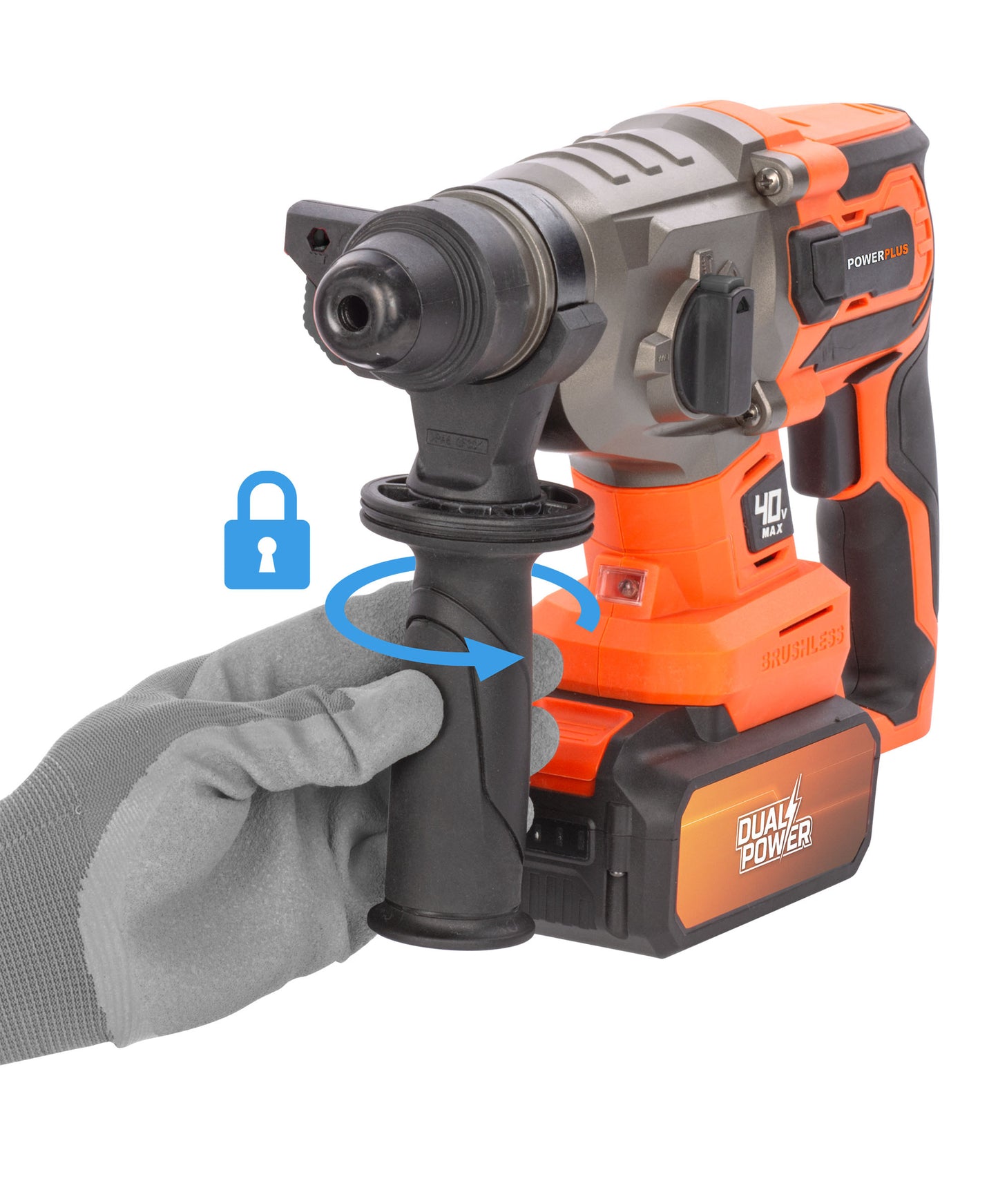 Dual Power - 40V Cordless Hammer Drill Brushless - 4 Functions(unit only)