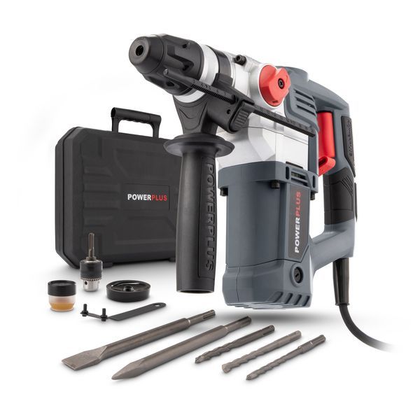 Power Plus - 900w Hammer Drill + Kit - Grey