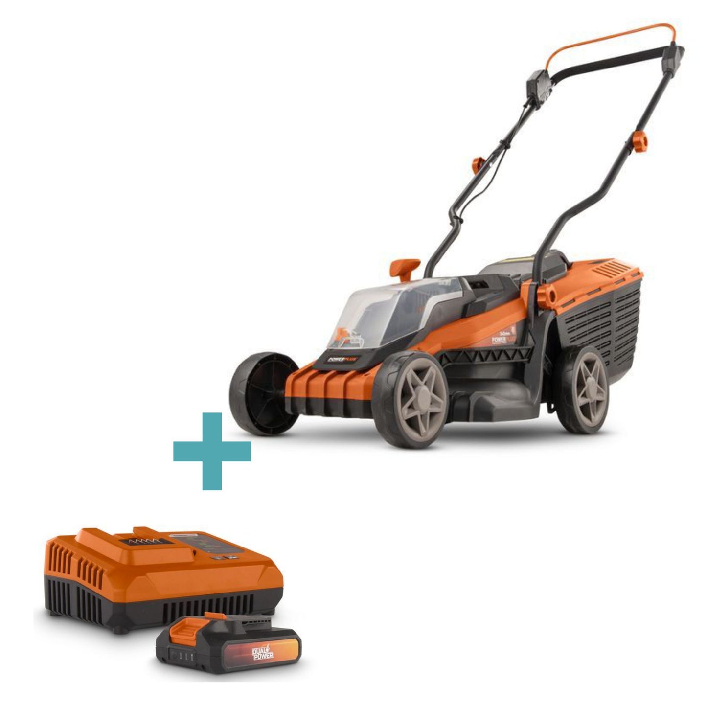 Dual Power - 20V Cordless Lawnmower Brushless - 340mm Combo