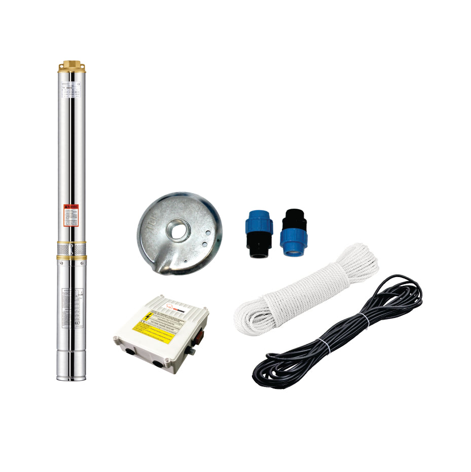 Pro-Pumps - 1.1kw Borehole Pump, Control Box + Cable Kit - 1.5hp