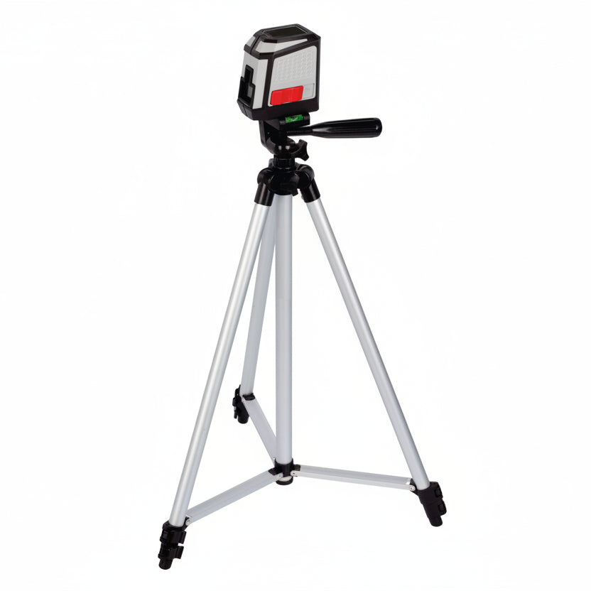 Laser level with tripod on a white background
