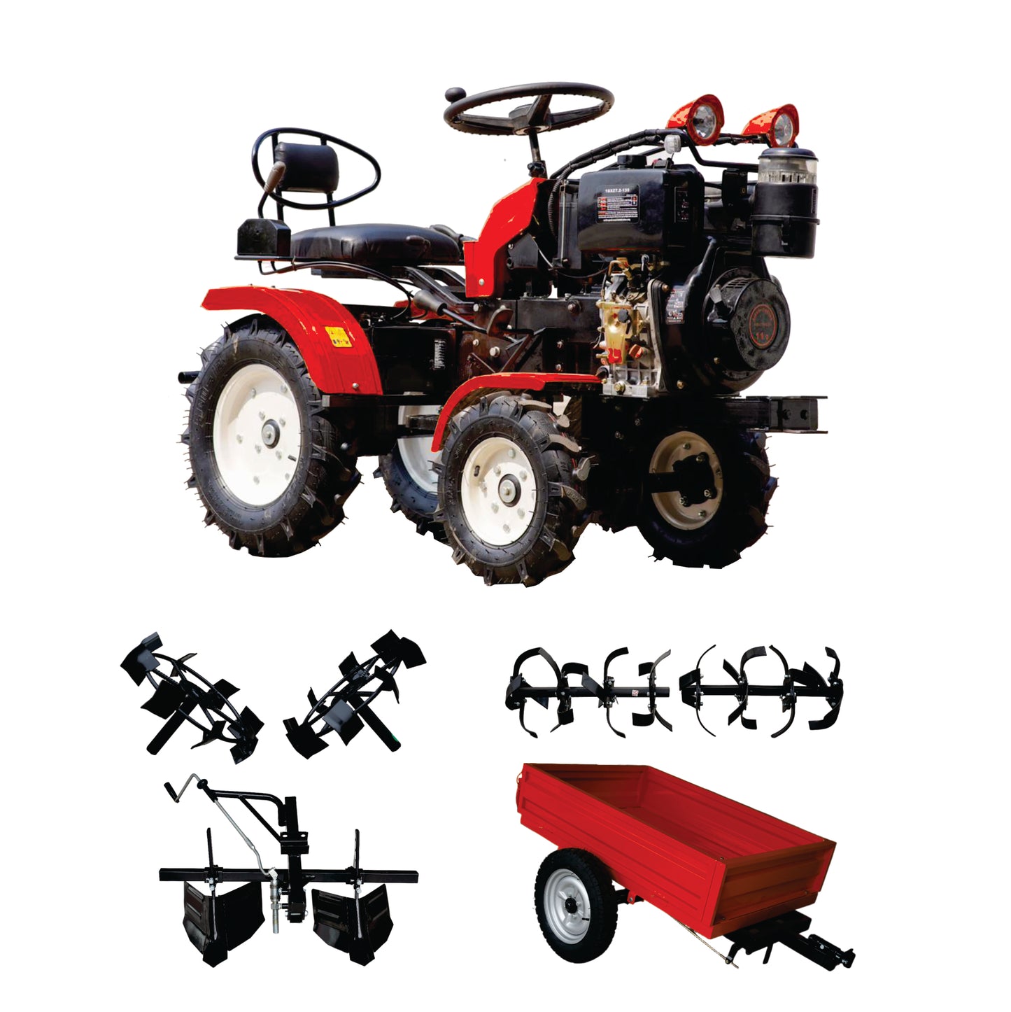 Red Rhino - 7.2kW Diesel 4-Wheel Tiller - 10Hp