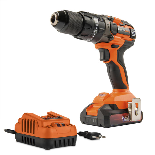 Dual Power- 20V Impact Drill/Screwdriver Set - 2A Charger & 20V Battery included