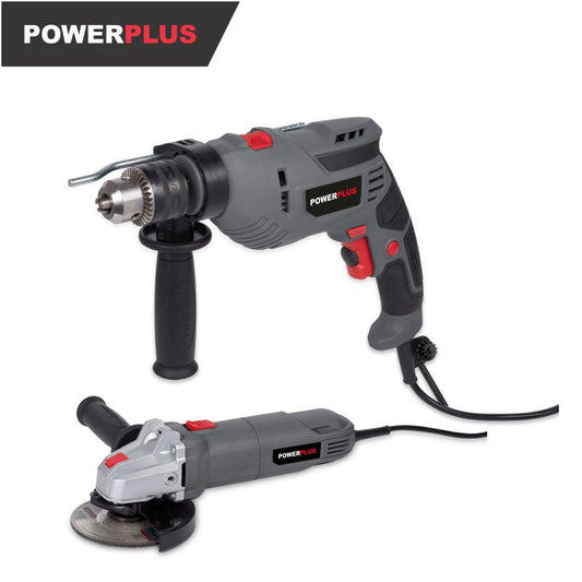 Power Plus - 600w Impact Drill + 650w Angle Grinder - Combo
