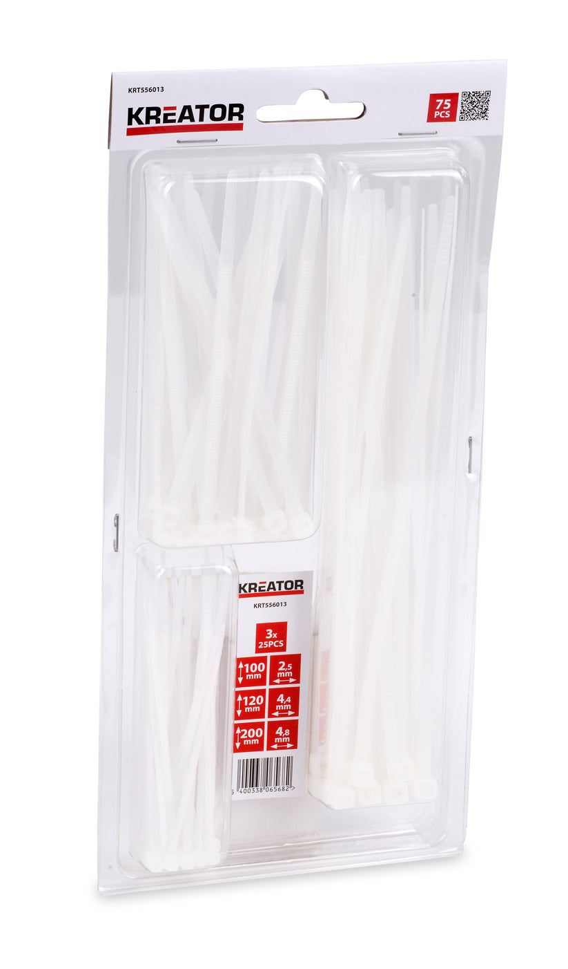 Kreator 75pcs Cable Tie Set (White) Hand Tools Gauteng RED RHINO